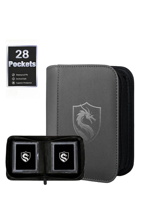 black 1 Pocket-Style Toploader Binder, Which Can Hold 28 Cards or 28 Card Sleeves, Suitable for 3X4