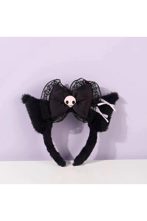 Kuromi Kawaii Hello Kitty Plush Hairband My Melody Kuromi Pink Black Bow Plush Headband Cospl