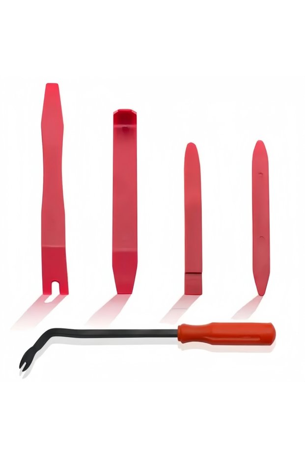 Red 5 Pcs Auto Interior Disassembly Kit Car Plastic Trim Removal Tool Car Clips Puller Diy Panel Too
