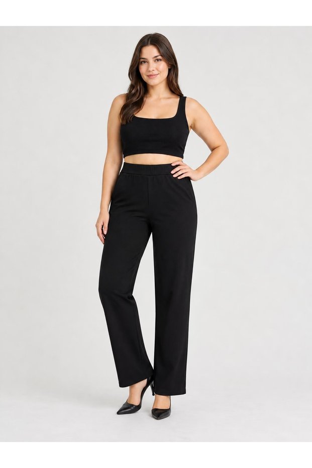 Straight Lycra Plus Size Pipe Leg Pants Straight G129-2