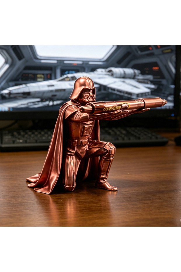 copper Creative Black Warrior Pen Holder Kneeling Commander Pencil Stand 3D Printed Space Warrior De