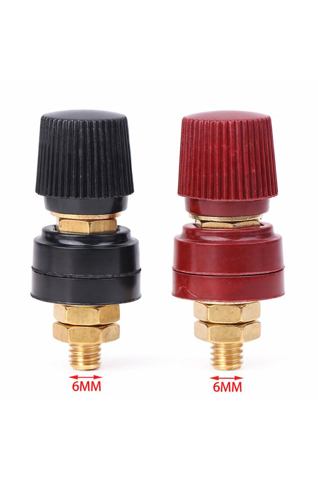 6MM-1Pair 2pcs/Set Brass Battery Terminal Stud Connector Kit, 6mm 8mm Auto Power Junction Post for C