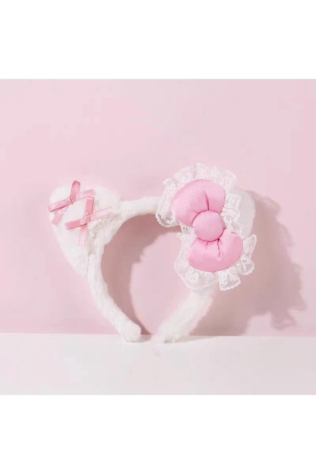Hello Kitty Kawaii Hello Kitty Plush Hairband My Melody Kuromi Pink Black Bow Plush Headband