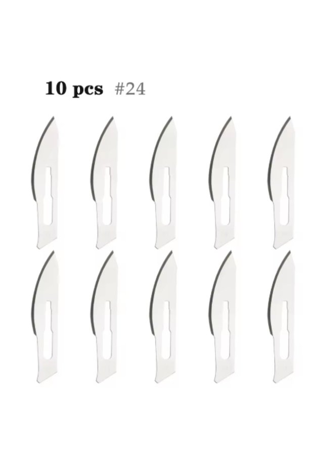 24DAOPIAN 10pcs 23/24 Carbon Steel Blades | Asymmetrical Edge, Suitable for Art, Crafts, Opening Pac