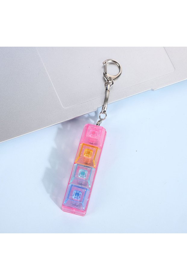 Random color Keyboard Fidget Keychain Decompression Button Finger Clicker Toys for Anxiety Relief &
