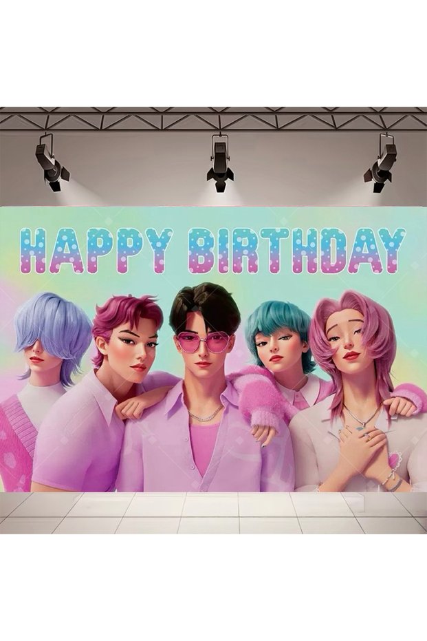 150X100CM LM-S4103 Beautiful Girl's Kpop Theme Birthday Party Decoration Backdrop Pink DeMons Birthd