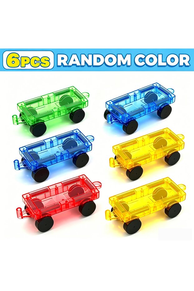 ClearMini Wheel 6PCS Magnetic Handheld Car Toy Supplement Accessory Pack for Magnetic Blocks Gifts P