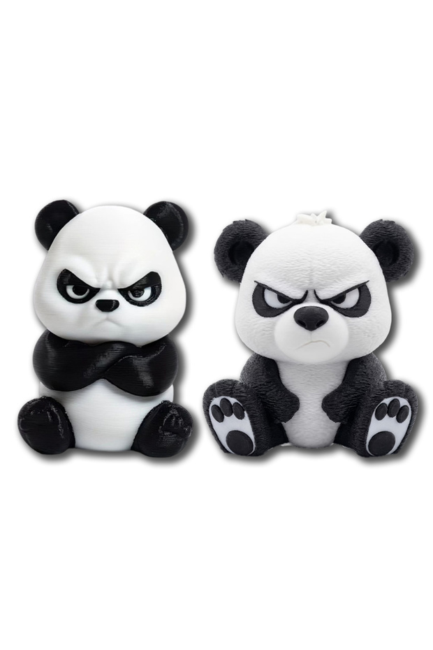 A and B Creative Angry Panda Statue Funny 3D Printed Grumpy Panda Figurine Novelty Animal Desktop Or