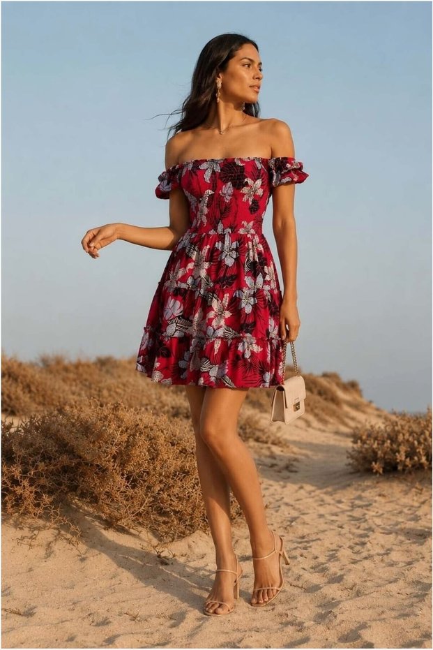 Square Sleeve Mini Collar Detailed Short Dress Gipe