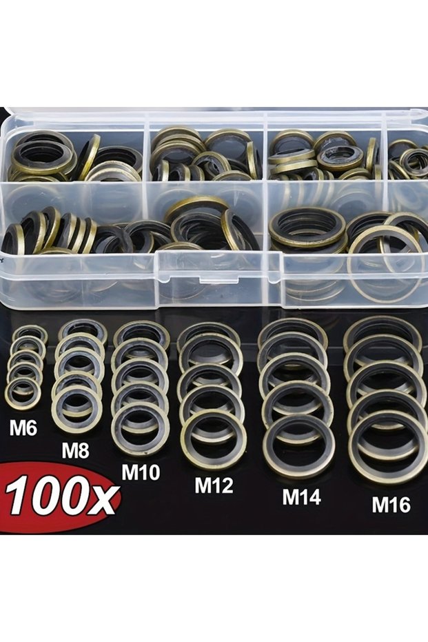 100pcs 100pcs/Box Car Oil Pan Gasket Kit with Replaceable Rubber Oil Plug Washers and Seals for M6,
