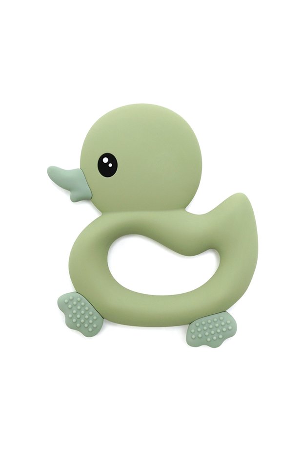 moonpie green Swimming Duck Silicone Baby Teether Toy Cartoon Baby Duck Shape Teething Accessories C