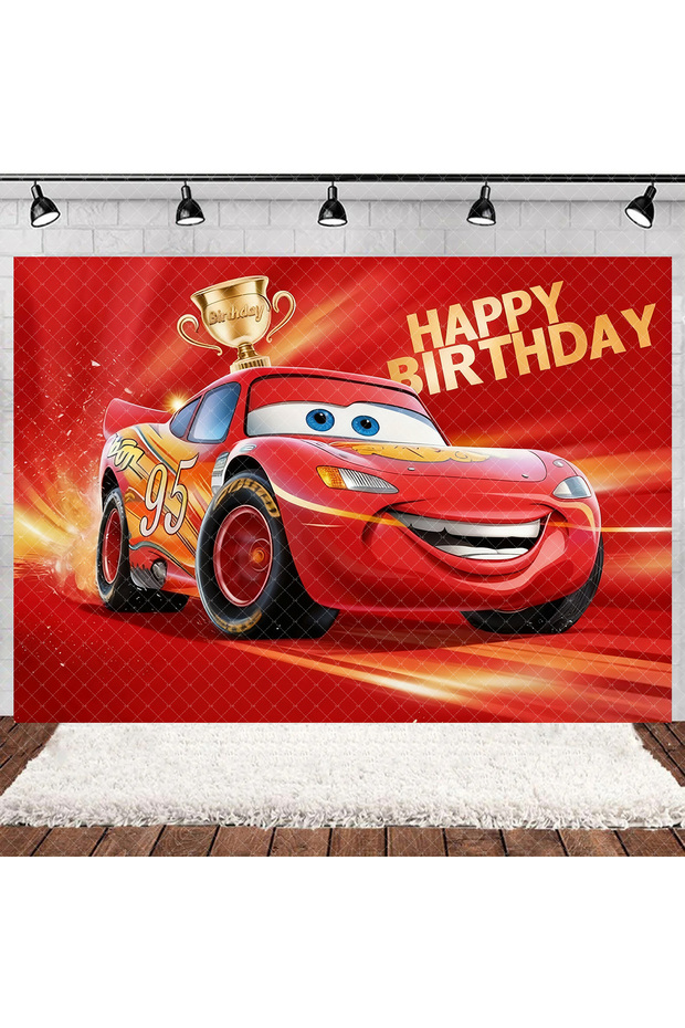 120x90 CM AZ440-02 Cartoon Racing Mobilization Backdrop Boy Birthday Party Decoration Balloon Cake B