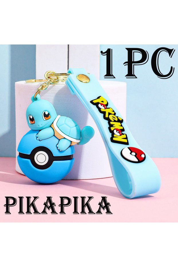 Pikapika(1PC) 1/2/3/6PCS Anime Pokemon Pokeball Keychain Set Pikachu Eevee Charmander Figure Key Rin