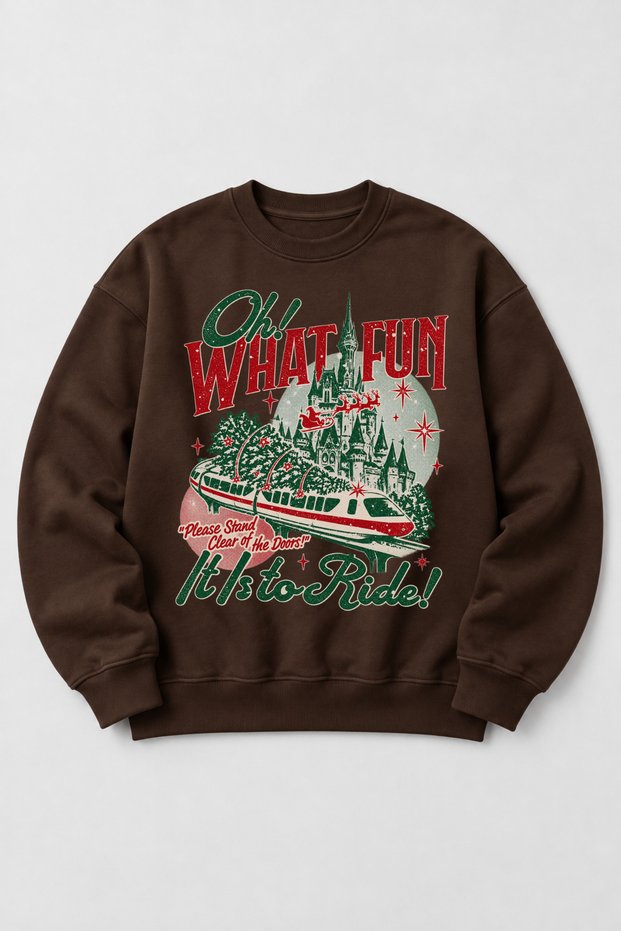 Unisex Oh What Fun It Is to Ride" Sweatshirt Themed Nostalgic Christmas Cotton Thick Oversize Sweatshirt