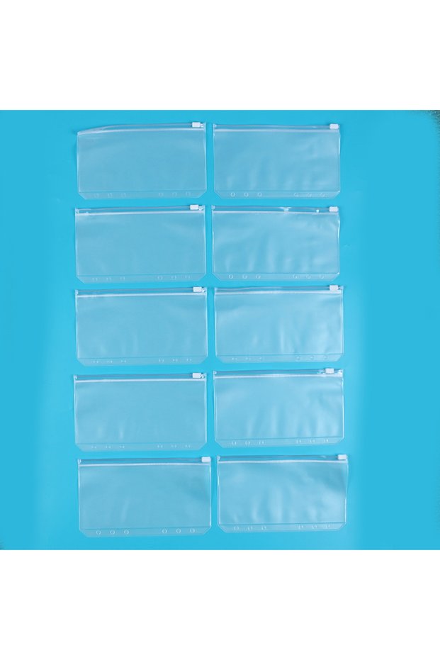 10Pcs 6/10Pcs A6 Binder Pockets Clear Zipper Binder Bag Money Organizer Budget Document Filing Loose