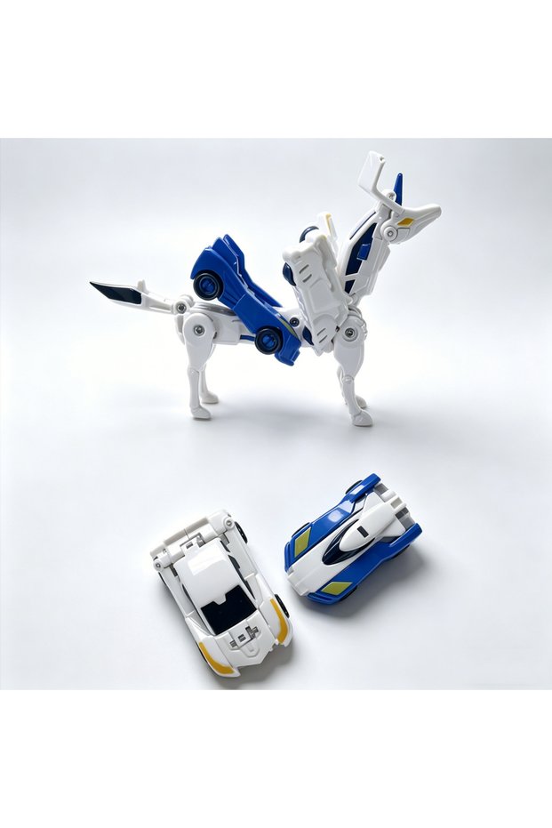 Blue 2-in-1 Crash & Transform Car Toy - Two Cars Automatically Transform Into a Cool Robot After Col