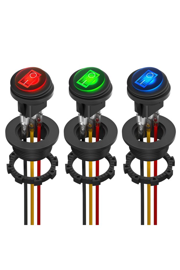 12V Green LED 1PC Round Rocker Switch 12V 20A Waterproof Marine Round Toggle Switch LED Lighted ON O