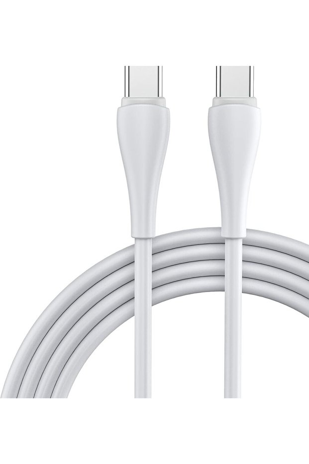كابل بيانات USB-C إلى USB-C مجدول من مادة TPE، بطول 1 متر، لون أبيض