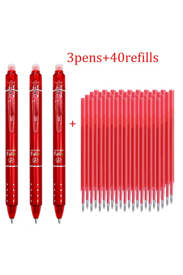 red pen set 0.5mm Retractable Erasable Gel Pen with 40Pen Refills,Replaceable Rods Washable Handle S