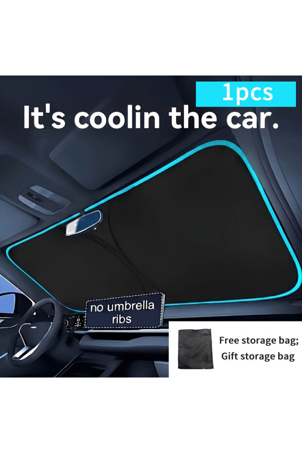 Blue 1PCS Car front windshield shade, protect the interior of the car, effectively block the sun, su