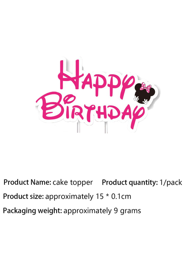 1pcs cake topper New Pink Bow Theme Birthday PartyTableware Set Cups and Plates Paper Tableclothfor