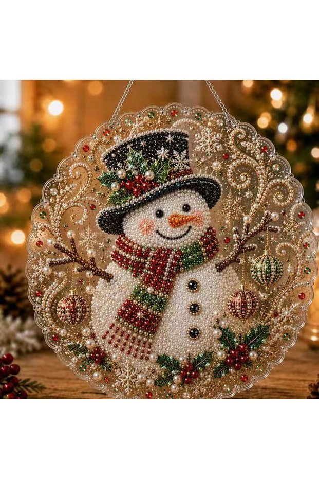 BJ088 DIY Christmas pearl diamond painting pendant, acrylic circular board, 2D flat pearl bead craft