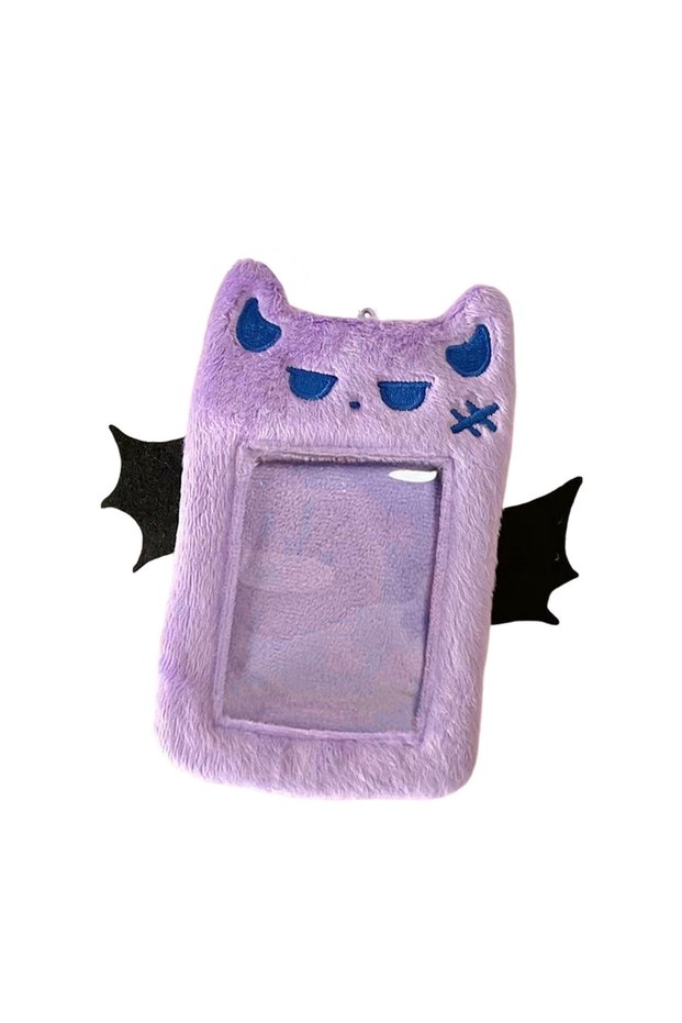 PURPLE Cartoon Devil Plush Photocard Case Photo ID Credit Band Card Holder Card Case Students Idols