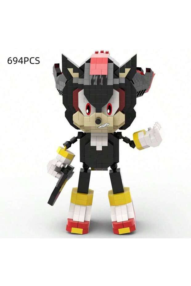 black Cartoon Kawaii Building Blocks Particle Desktop Ornaments DIY Assemble Puzzle Toys Halloween B