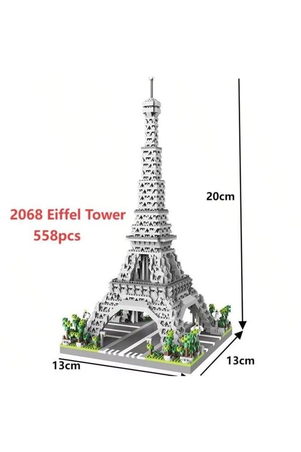2068 2237Pcs Eiffel Tower Micro-Particle Building Block Model Souvenir, Does Not Come with Lights, R