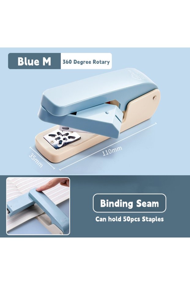 Blue M Multifunctional Metal Stapler Use 24/6 26/6 Staples 360 Degree Rotary Heavy Duty Stapler Effo
