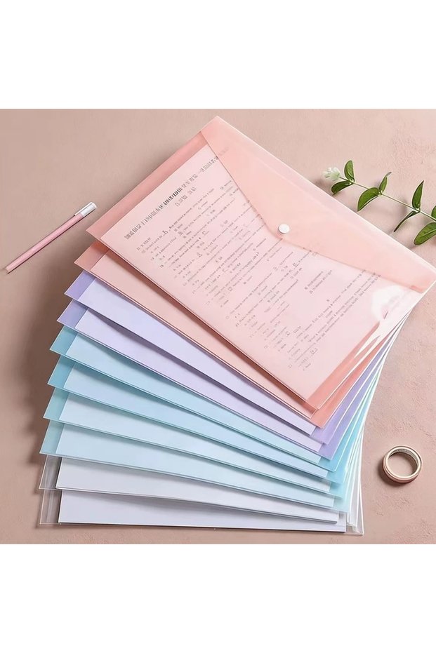 10PCS 5-50Pcs A4 Transparent Plastic File Folders, Waterproof PP Document Storage Bags - For Student