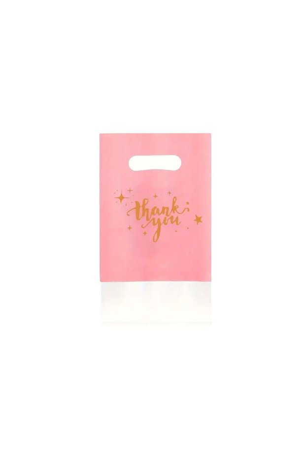 100PCS 25x35cm pink 30/50/100PCS Plastic Thank-You Bags with Handles, Small Commercial Shopping Bags