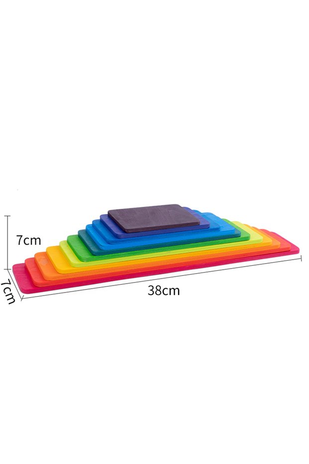 12pcs board Baby Monterssori Educational toy Wooden Rainbow Block Stacking Building Blocks Baby Open