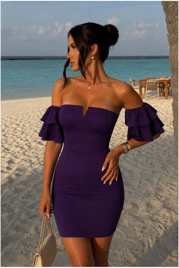 Carmen Flounce Mini Collar Dress