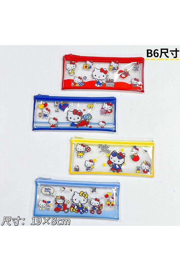 B HelloKitty Cartoon Peripheral Stationery Bag, Pencil Case, Multi-Purpose Storage Bag Made of PVC W