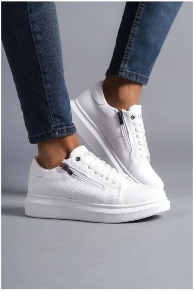 Men's Practical Leather Zippered Lace-Up Sports Shoes