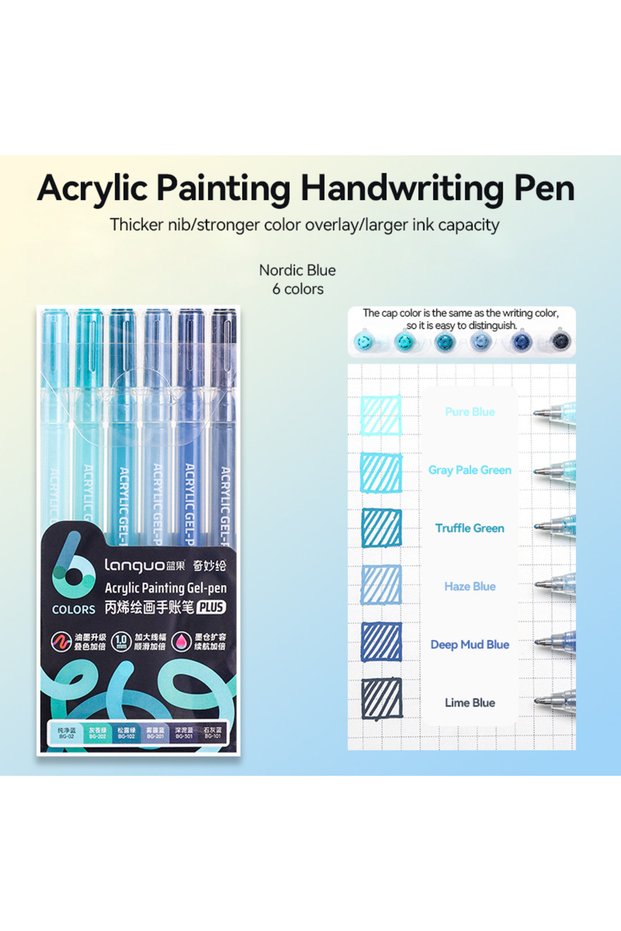 Nordic Blue Languo 6-144 Colors Painting Acrylic Gel Pens Large Capacity Ink Pen for Drawing Diary D