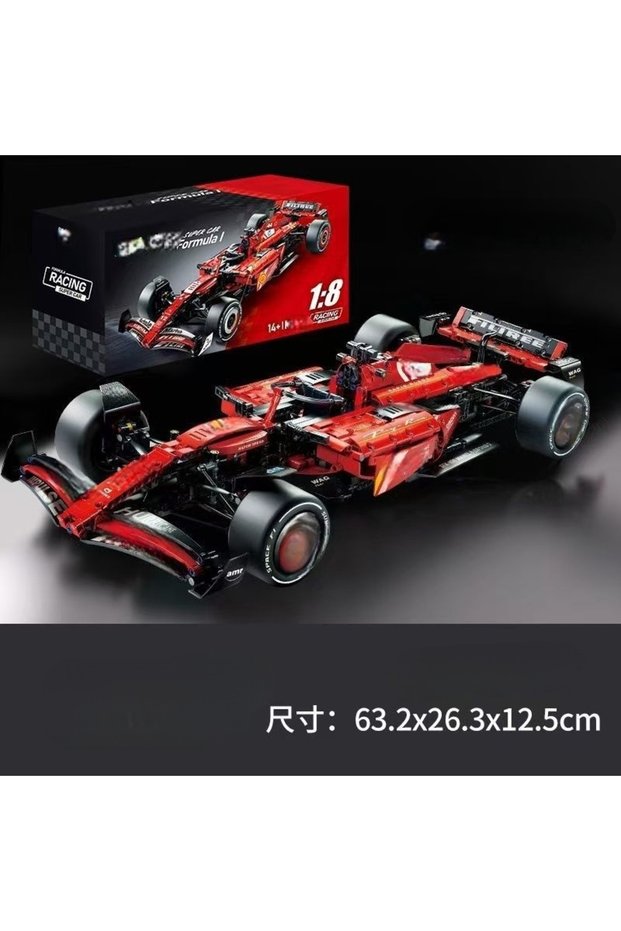 L black 1361PCS Technical 1:8 Scale SF-24 Red Racing Car Building Blocks Set - MOC Supercar Model A