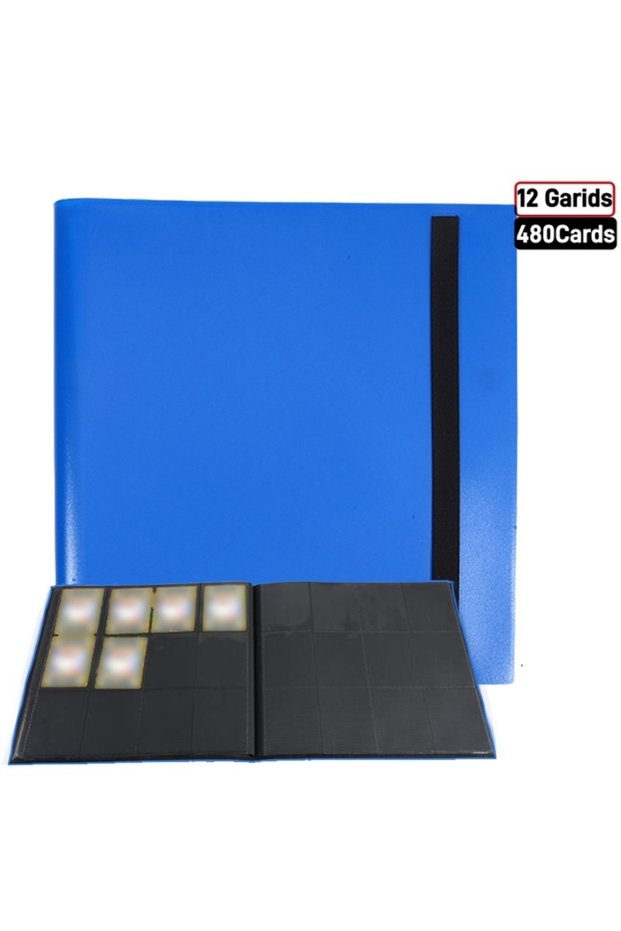 Blue 12 grid 4/9/12-Pocket Trading Card Binder - Holds 160-540 Cards - Durable PP Cover - Ideal for