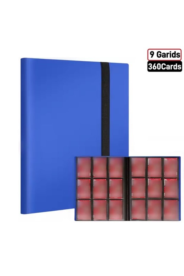 Blue 9 grid 4/9/12-Pocket Trading Card Binder - Holds 160-540 Cards - Durable PP Cover - Ideal for B
