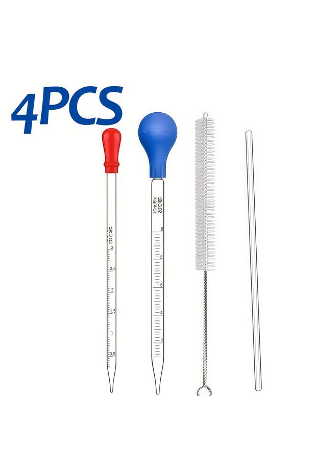 4pcs 1pc/2pc/3pcs/4pcs/5 PCS Thick Glass Graduated Dropper Pipettes with Stirring Rods, Cleaning Bru