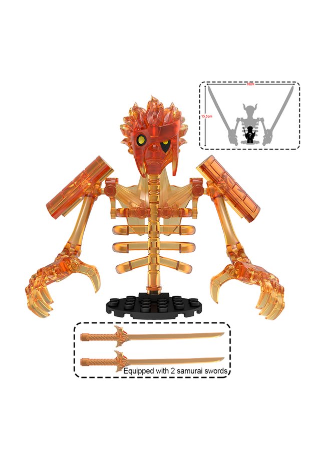 Orange Anime Action Figure Building Blocks Set - Ninja Susanoo Bone Model Kit, 3D Assembly Toy for K