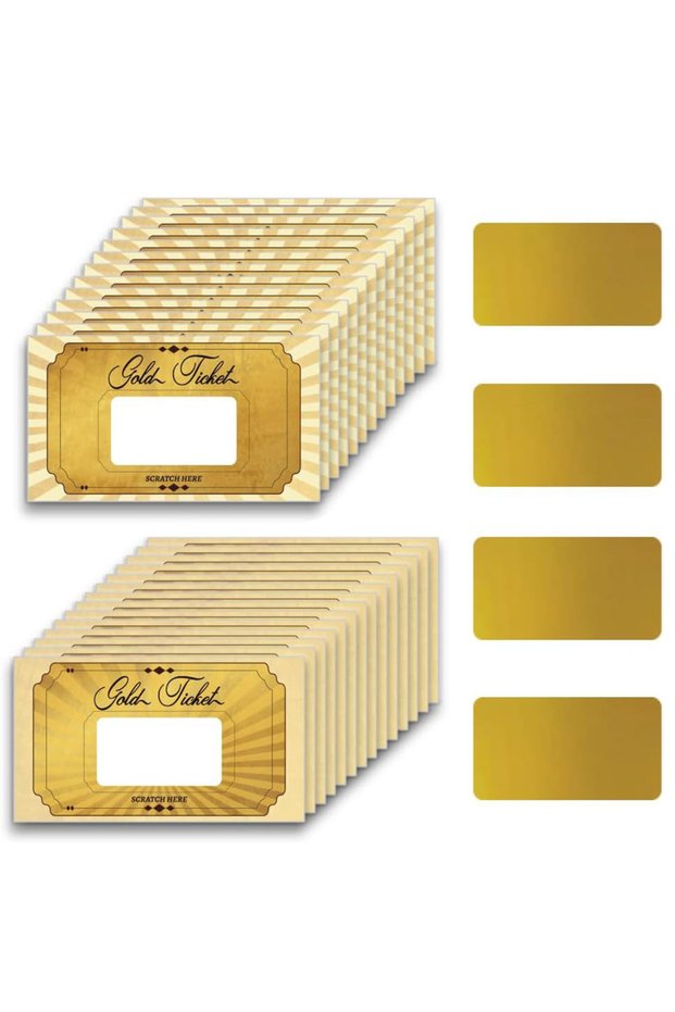 A 20 pcs Gold Scratch off Cards Stickers Blank Gift DIY Coupon Tickets for Small Business Holiday B