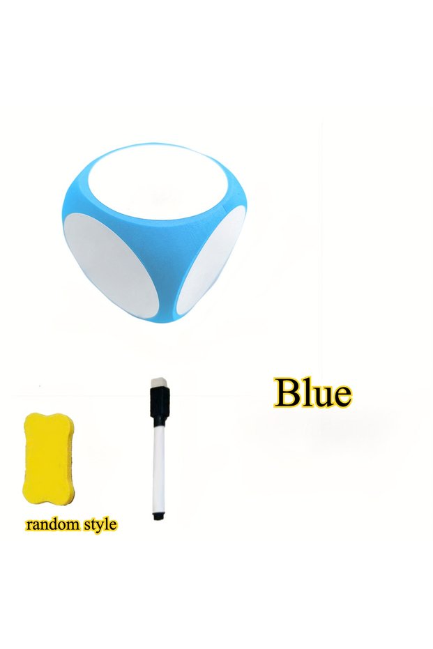 Blue Erasable and Reusable EVA Whiteboard Dice Set with Eraser and Pen,Suitable for Math,English Ski