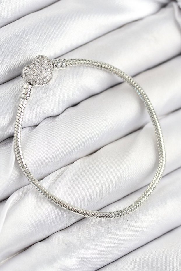 Brass Charm Zircon Stone Model Silver Color Women's Bracelet - Tj-Bb7803