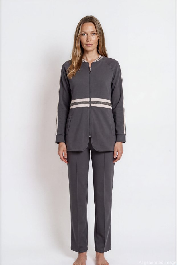 Wide Fit Scuba Tunic Tracksuit Set - Anthracite