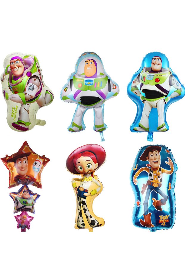 Balloon-6PCS Kids Birthday Decoration Disposable Tableware Toy Story Cups Plates Balloons Bab