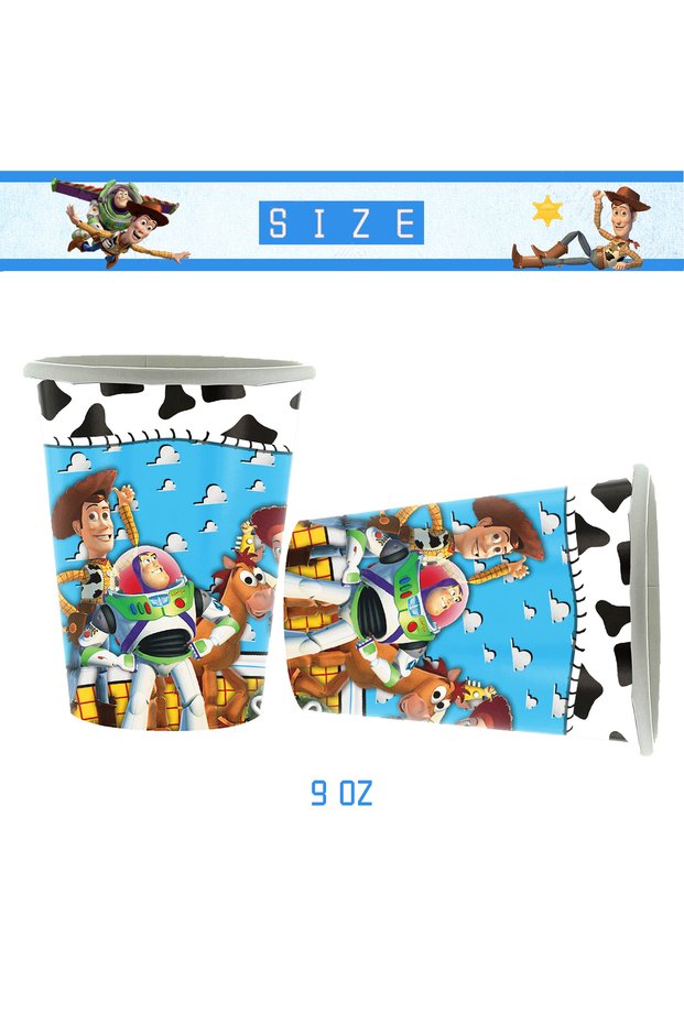 Cup-10PCS-1 Kids Birthday Decoration Disposable Tableware Toy Story Cups Plates Balloons Baby
