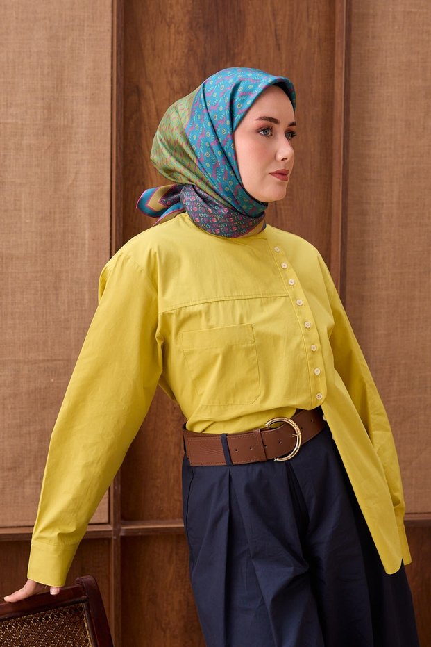 Twill Silk Scarf Mihenk Petrol Blue