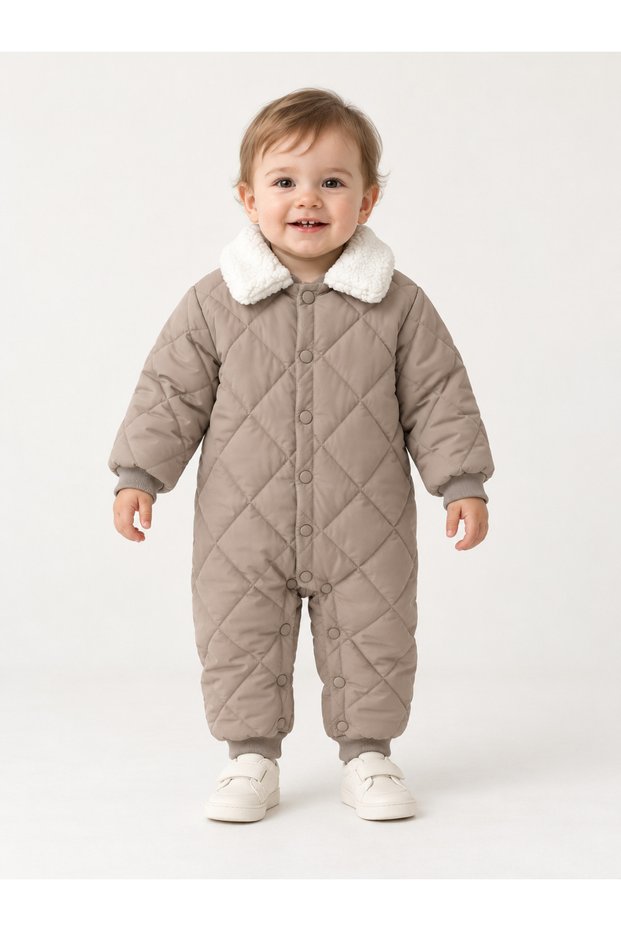 Micro Quilted Collared Jumpsuit